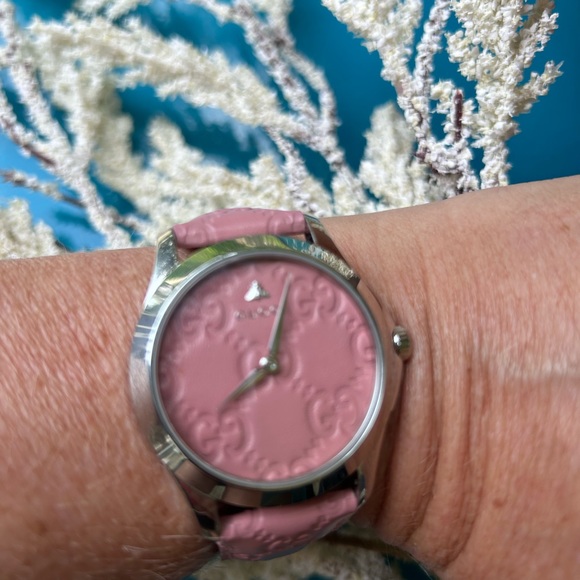 GUCCI Pink Leather Swiss Quartz Watch BEAUTIFUL 💕 - Picture 3 of 6